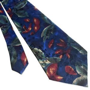 Brittania Blue Silk Tie‎ Woven Wide Floral
